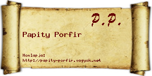Papity Porfir névjegykártya